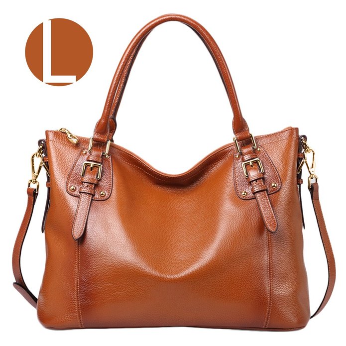 S-ZONE Womens Vintage Genuine Soft Leather Large Tote Shoulder Handbag Crossbody Bag Fit 15 Inch Laptop