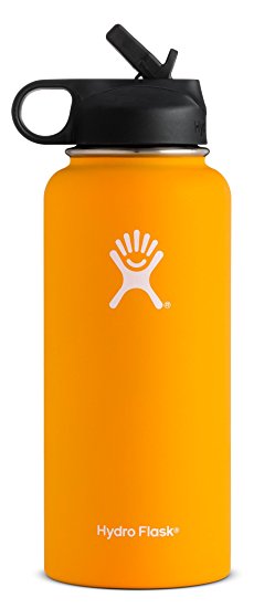 Hydro Flask Double Wall Vacuum Insulated Stainless Steel Sports Water Bottle, Wide Mouth with BPA Free Straw Lid