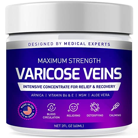 Varicose Veins Cream, Varicose Vein & Soothing Leg Cream, Natural Varicose & Spider Veins Treatment, Strengthen Capillary Health, Improve Blood Circulation, Tired and Heavy Legs Fast Relief 2oz
