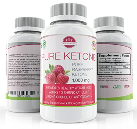 NutrimoHealth Best 100% Pure Raspberry Ketones (60 Vegetable Capsules) For MAXIMUM, Natural Weight Loss Formula! Totally Safe, #1 Way To Suppress Appetite & Stop Overeating, Antioxidants, Max 1000mg Serving! No Fillers, No GMO, Gluten Free, Artificial Ingredients, & NO Side Effects!