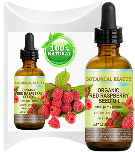 Botanical Beauty Organic Red Raspberry Seed Oil for Face, Body and Hair, 0.5 Fl.oz