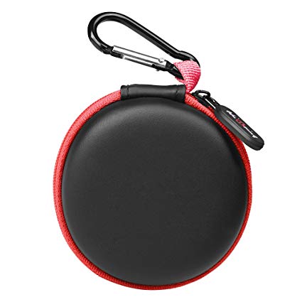 HiGoing Sport Headphone Case Portable Protection EVA Hard Earpieces Sweatproof Travel Carrying Cases with Carabiner, Red