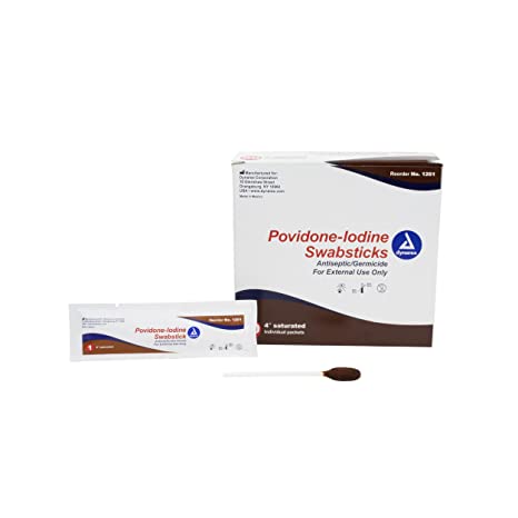 Povidone Iodine, Swabstick 1, 50 ea