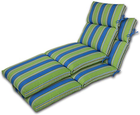 Comfort Classics Inc. Set of 2 22W x 72L x 5H Hinge at 26" Spun Polyester Outdoor CHANNELED Reversible Chaise Cushion in Haliwell Caribbean