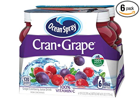 Ocean Spray Juice Drink, Cran-Grape, 10 Ounce Bottle (Pack of 6)