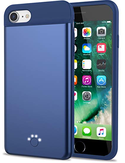 Smpoe iPhone 7/8 Battery Case, Ultra Slim Rechargeable Portable Charging Case for iPhone 8/7 / 6 / 6s External Battery Backup Case/Extra 100% Battery (Blue)