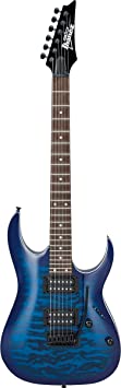 Ibanez GRGA 6 String Solid-Body Electric Guitar, Right, Transparent Blue Burst, Full (GRGA120QATBB)