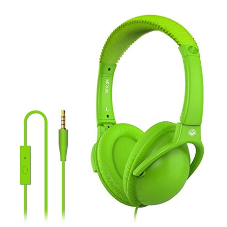 MQbix MQHT560GRN Ear Foam Palette High Performance Headphones with Mic, Lime Green