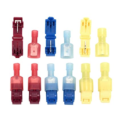 60PCS T-Tap Connector Wire Terminals Female/Male Nylon Fully Insulated Quick Disconnects Electrical Spade Terminals Assortment Kit