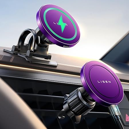 LISEN for Magsafe Car Mount Charger 15W Wireless Car Charger for iPhone Powerful Magnets Fits iPhone 15 14 13 12 Magsafe Case