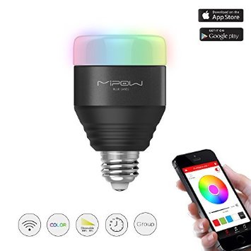 MIPOW E26 Bluetooth Smart LED Light Bulbs APP Group Controlled Dimmable Color Changing Decorative Christmas Party Lighting for iPhone iPad and Android phones or tablets