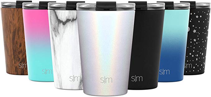 Simple Modern 12oz Classic Tumbler Travel Mug with Clear Flip Lid & Straw - Coffee Vacuum Insulated Gift for Men and Women Beer Pint Cup - 18/8 Stainless Steel Water Bottle Shimmer: Selenite