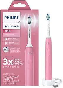 Philips Sonicare 3100 Power Toothbrush, Rechargeable Electric Toothbrush with Pressure Sensor, Deep Pink HX3681/06