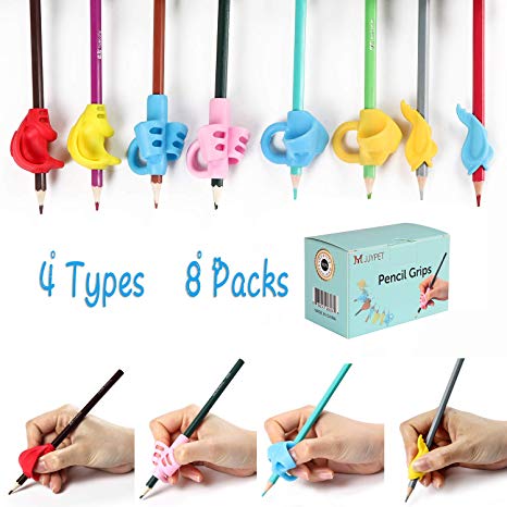 Pencil Grips,8 Packs(4 Types) Pencil Grips for Kids Handwriting,Ergonomic Writing Posture Correction Tool for Children,Kids,Preschoolers,Adults,Lefties or Righties