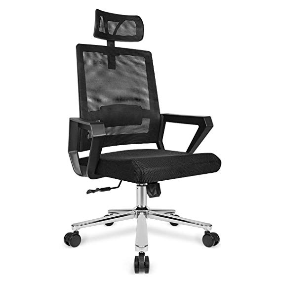 HomyLink Office Chair with Headrest and Lumbar Support Adjustable Design Ergonomic Chair Chair Black Gaming Chair Tilt Function and Lock Position