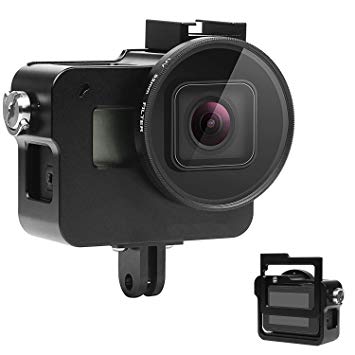 SHOOT Aluminium Alloy Skeleton Protective Housing Metal Case with Back Cover and 52mm UV Filter for GoPro Hero 6/Hero(2018) Action Camera