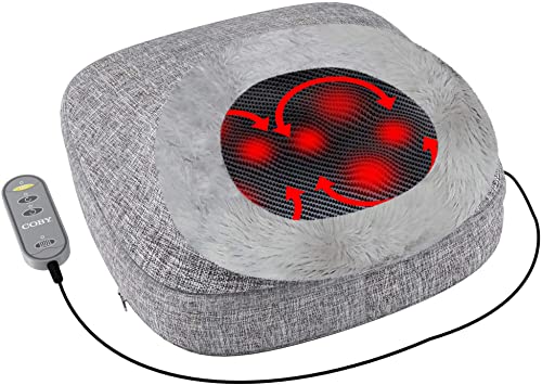 Coby Shiatsu Massager with Heat | Deep Tissue Kneading Therapeutic Cushion Massage Pad & Foot Cover for Upper/Lower Back & Feet | 3D Rolling Balls & Infrared Heat for Targeted Full Body Pain Relief