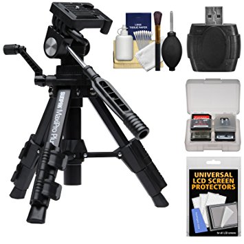 Sunpak Maxi Pro Plus Compact Low Angle Macro Tripod with Case with Reader   Screen Protectors   Kit