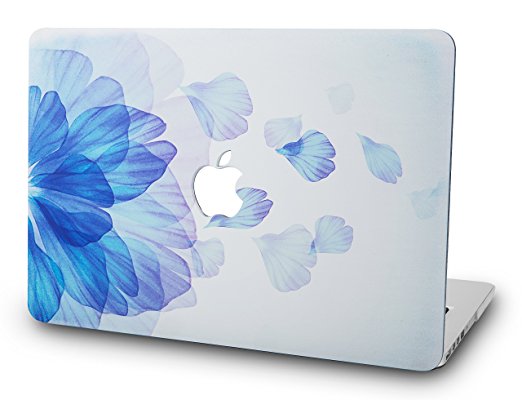 KEC MacBook Pro 15 Inch Case 2017 & 2016 Touch Bar, Cover Plastic Hard Shell Rubberized A1707 (Blue Flower)