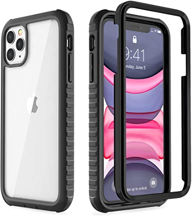 ULAK iPhone 11 Pro Max Case, Clear Designed Heavy Duty Protection Shockproof Rugged Cover Flexible Soft TPU Bumper Safe Grip Protective Cover for Apple iPhone 11 Pro Max, Black