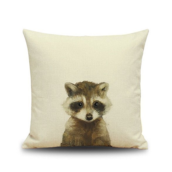 Crazy Cart Animal Pattern Cotton Linen Throw Pillow Case Cushion Cover Home Sofa Decorative 18 X 18 Inch