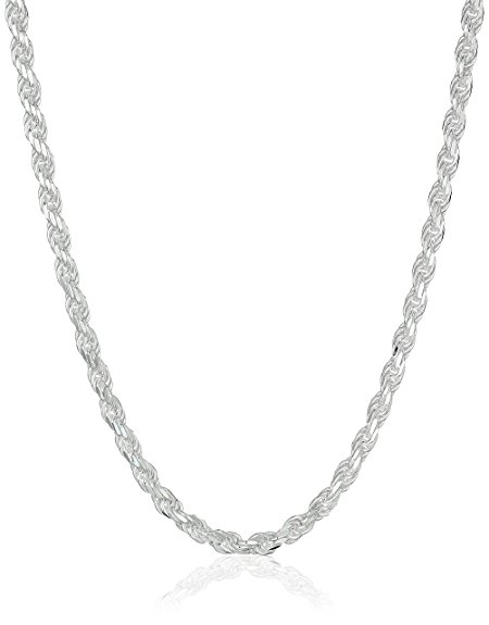 Sterling Silver 040-Gauge Diamond-Cut Rope Chain Necklace