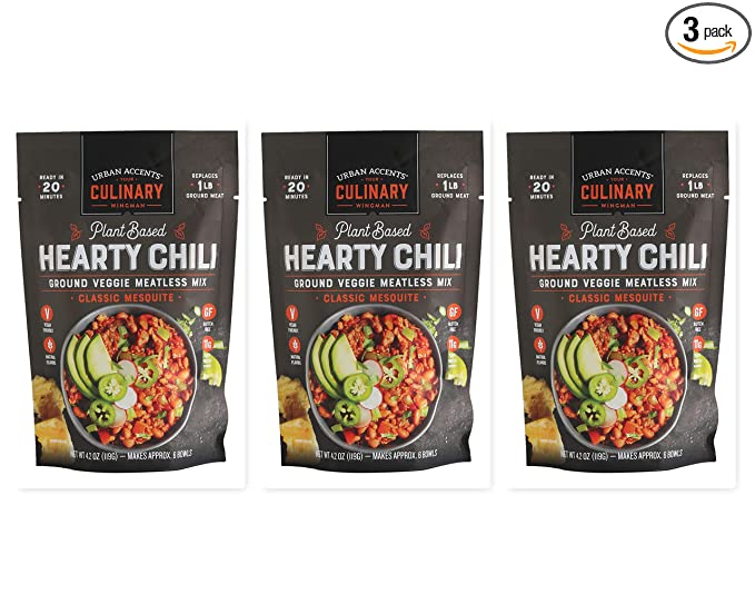Urban Accents Plant Based Classic Mesquite Hearty Chili Meatless Mix 3 Pack