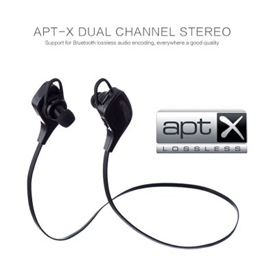 GkGk V4.1 APT-X Sport Noise Cancelling Stereo Headset with Mic for Smartphones - Black