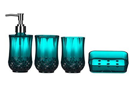 Premier Housewares Cristallo Bathroom Set - Blue, 4 Pieces