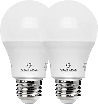 Great Eagle Lighting Corporation LED A19 Light Bulb 100W Equivalent 1500 Lumens 3000K Soft White Non-Dimmable 15-Watt UL Listed (2 Pack)