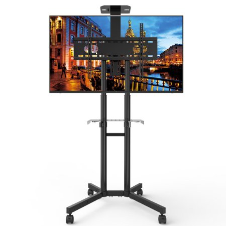 Suptek Universal TV Cart for LCD LED Plasma Flat Panel Stand Mount with Wheels Mobile and Adjustble shelf and Curved Displays for 32 to 60inch (ML5073 )