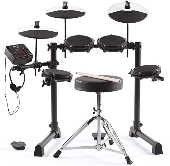 Alesis Debut Kit – Kids Drum Set With 4 Mesh Electric Drum Set Pads, 120 Sounds, 60 Melodics Lessons, Drum Stool, Drum Sticks and Headphones