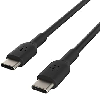 Belkin USB-C to USB-C Cable (USB-C Fast Charge Cable for S20, S10, Note10, Note9, Pixel 4, Pixel 3, iPad Pro, More) USB Type-C Cable (3.3ft/1m, Black)