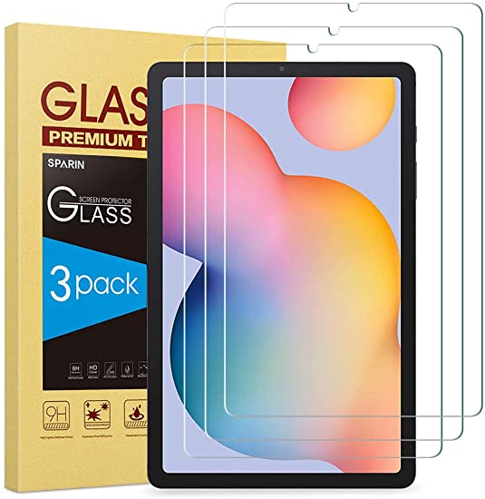 [3-Pack] Galaxy Tab S6 Lite Screen Protector, SPARIN 9H Hardness Tempered Glass Screen Protector for Samsung Galaxy Tab S6 Lite 10.4 Inch, with S Pen Compatible, Scratch Resistant