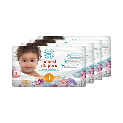 Honest Baby Diapers, Rose Blossom, Size 1, 176 Count