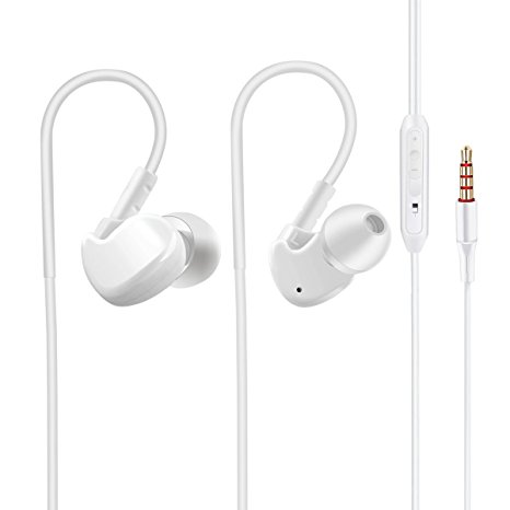 All Cart In-Ear Wired Stereo Headphone with Mic and Remote, Sport Sweatproof Workout Earphone For IPhone And Android Devic