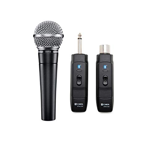 Shure SM58-LC Cardioid Dynamic Vocal Microphone with Knox Gear Microphone Wireless Adapter