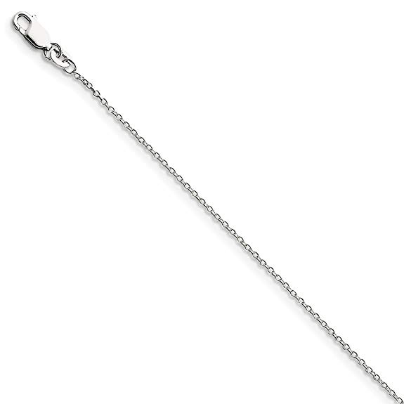 1.25mm Rhodium Plated Sterling Silver Cable Chain Necklace, 18-20 Inch