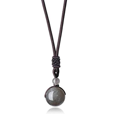 COAI Unisex Genuine Round Gemstone Beads Pendant Necklace