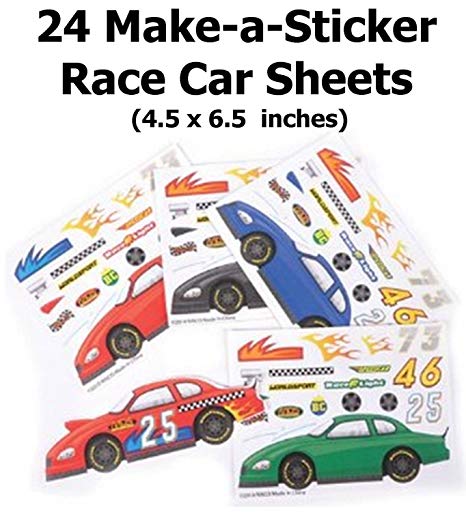 ~ 24 ~ Make-a-Race Car Sticker Sheets