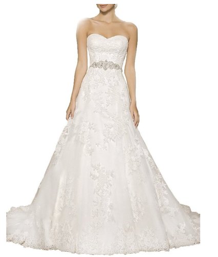 VICKYBEN Strapless a Line Wedding Dress 2015 Long Sleeveless Bridal Gown