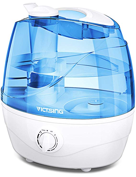 Homasy Victsing Upgraded Humidifier, 2.2L Cool Mist Ultrasonic Humidifiers for Large Bedroom, Baby, Home, Premium Air Humidifying Vaporizer for Whisper-Quiet, Auto Shut-Off- Lasts Up to 24 Hours