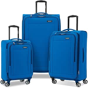 Samsonite Saire LTE Softside Expandable Luggage with Spinner Wheels, 3-Piece Set (20/25/28), Caribbean Blue