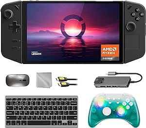 LENOVO Legion Go 1TB SSD Gaming Handheld 8.8-inch Touchscreen 144Hz 2K QHD AMD Ryzen Z1 Extreme Processor, Black Ice Wireless Pro Controller, Hub, Keyboard & Mouse Combo, 7 in 1 Bundle