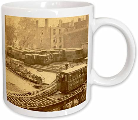 3dRose 1860s New York City Train on NY Elevated Railroad Yonkers Switch. - Mugs (mug_97707_1)