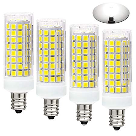 All-New (102LEDs) E12 LED Bulbs, 75W or 100W Equivalent Halogen Replacement Lights, Dimmable,850 Lumens,360 Degree Beam Angle T3/T4 Candelabra Base,AC110-130V,8W Daylight White 6000K(Pack of 4)
