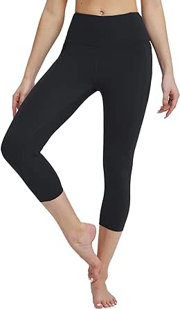 BALEAF Women's Capri Leggings with Pockets High Waisted Workout Yoga Running Gym Pull On Capris Pants for Casual Summer