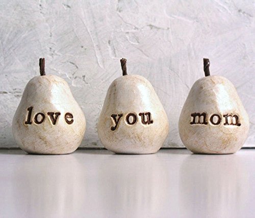 Gift for mom ... Mother's Day gift .. White love you mom pears ...Handmade clay pears for gift giving