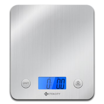 Etekcity 11lb 5kg Digital Stainless Steel Kitchen Food Scale, Silver