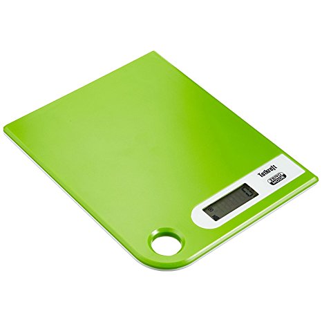 Tatkraft Green Digital Kitchen Food Scales, 5Kg/11Lbs Capacity by 0.1oz/1g, 20X16cm, Slim Design - 13 mm, Green, Backlight Large LCD Display, Hangable Convenient Storage, Batteries Included
